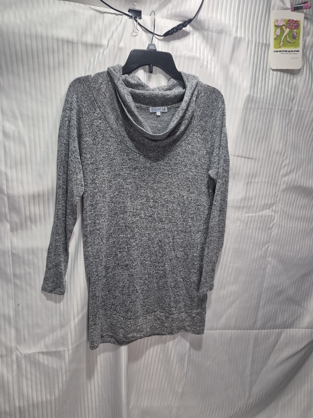Eight18 Gray Marled Cowl Neck Women's Sweater Size Small